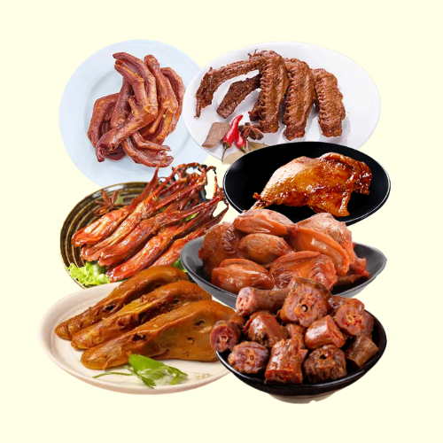 卤味大混合（鸭头/1个，鸭脖/1个， 鸭舌/2个，鸭翅/2个，鸭掌/2个，鸭胗/1个, 鸭腿/1个）510g-530g